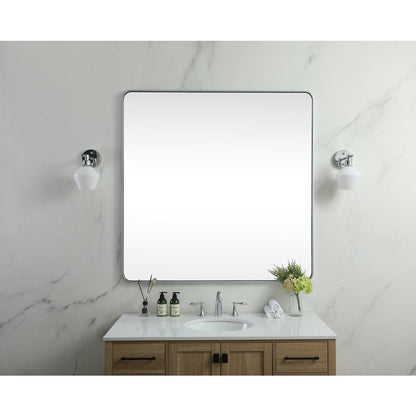 Soft corner metal square mirror 48x48 inch in Silver