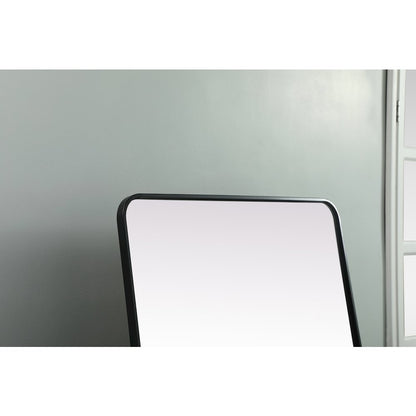 Soft Corner Metal Rectangle Full Length Mirror 32x72 Inch in Black