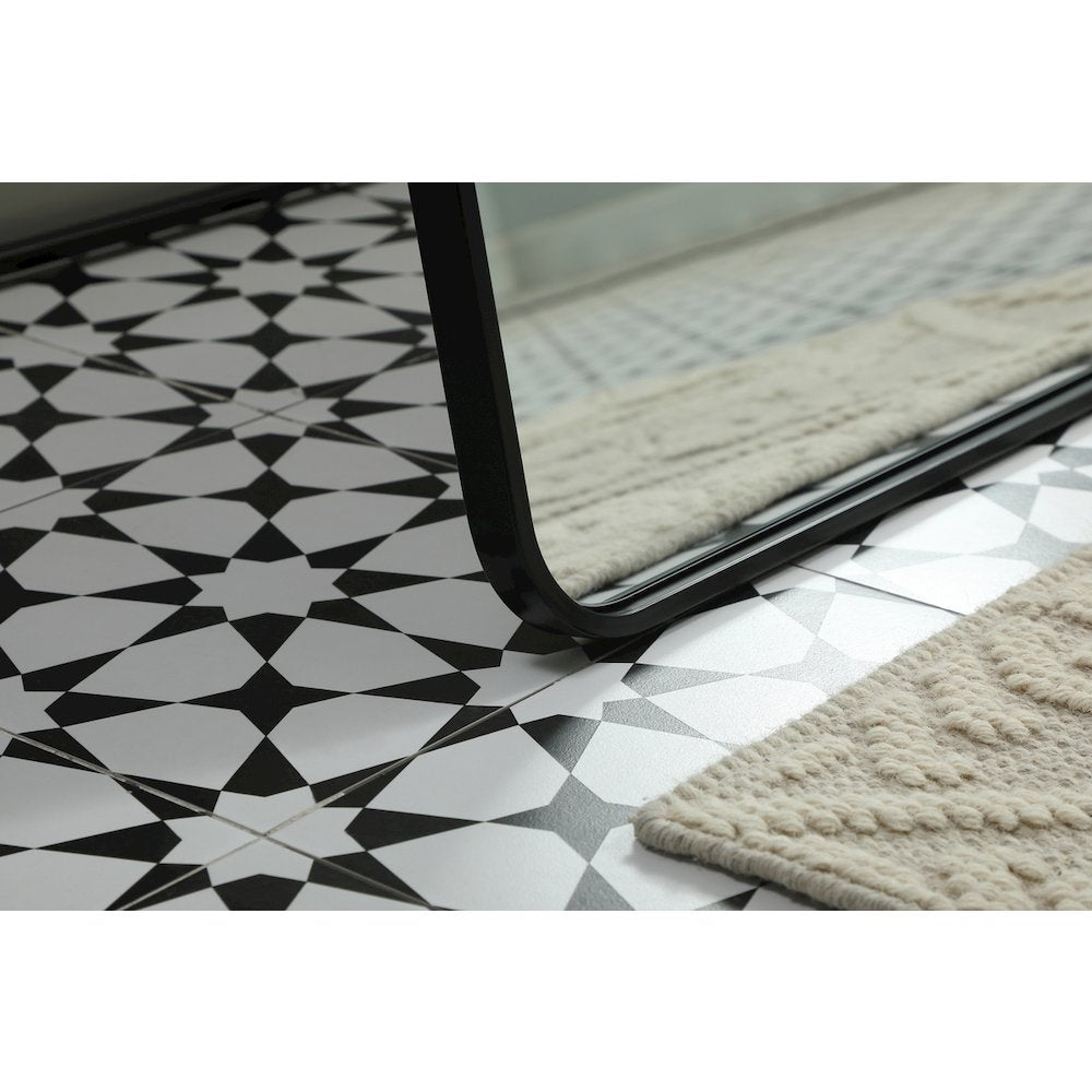 Soft Corner Metal Rectangle Full Length Mirror 32x72 Inch in Black