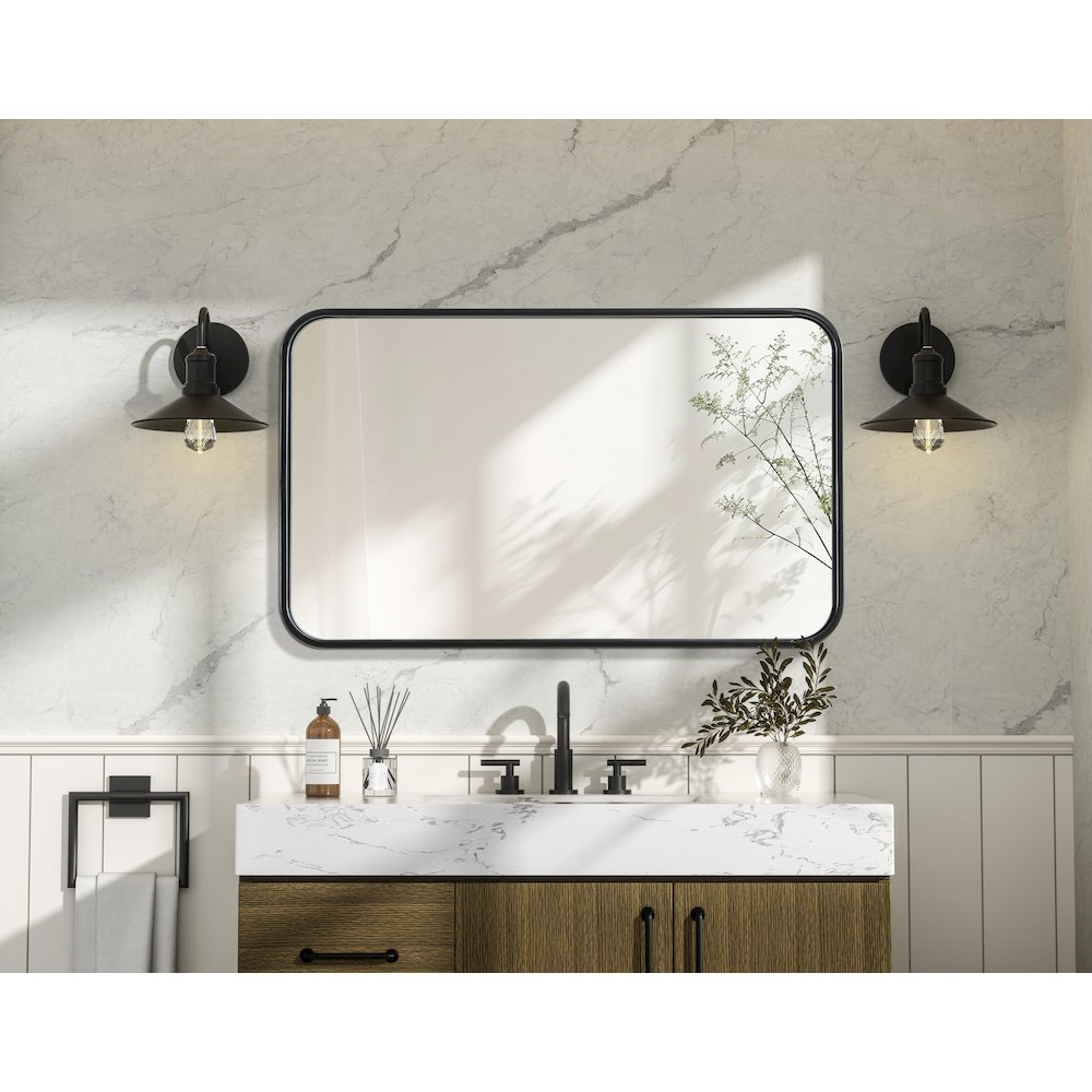 Contour Metal Rectangle Mirror 18x30 in Black