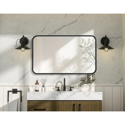 Contour Metal Rectangle Mirror 18x30 in Black