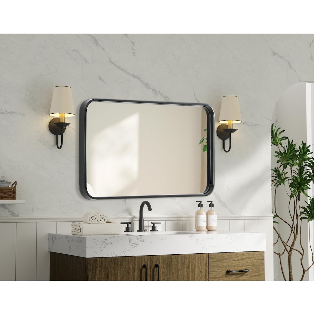 Contour Metal Rectangle Mirror 18x30 in Black
