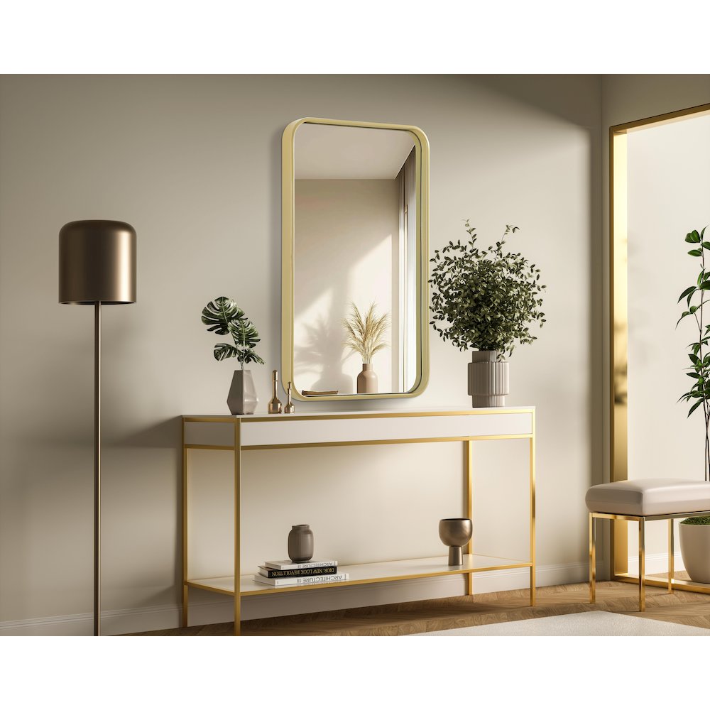 Contour Metal Rectangle Mirror 18x30 in Brass