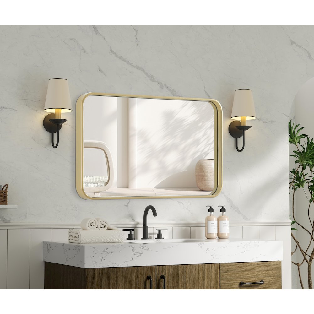 Contour Metal Rectangle Mirror 18x30 in Brass