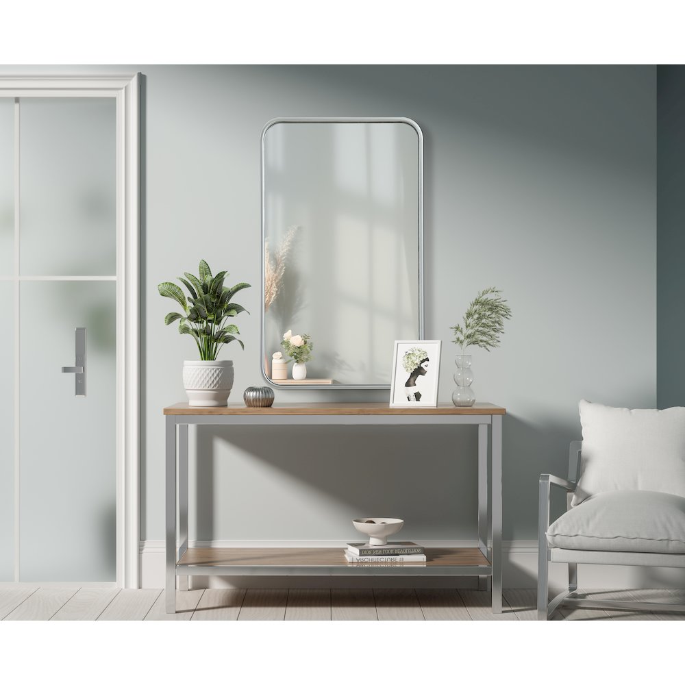Contour Metal Rectangle Mirror 18x30 in Silver