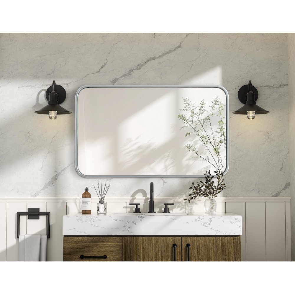 Contour Metal Rectangle Mirror 18x30 in Silver