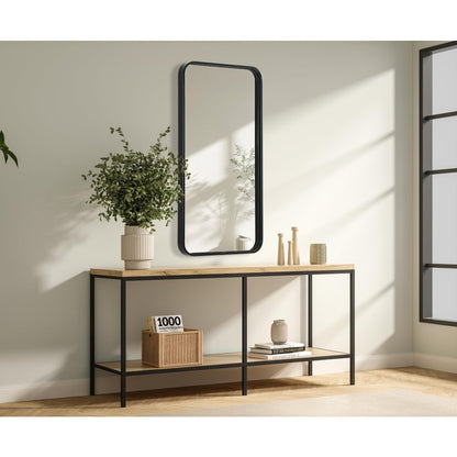 Contour Metal Rectangle Mirror 18x36 in Black