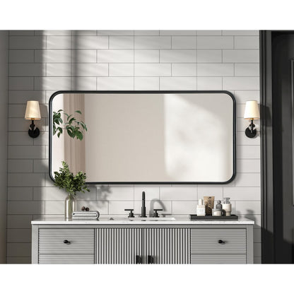 Contour Metal Rectangle Mirror 18x36 in Black