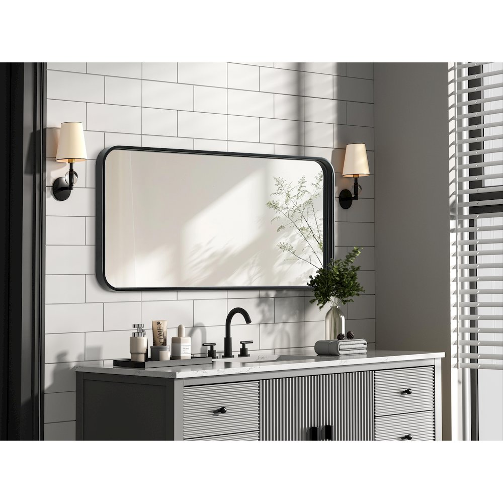 Contour Metal Rectangle Mirror 18x36 in Black
