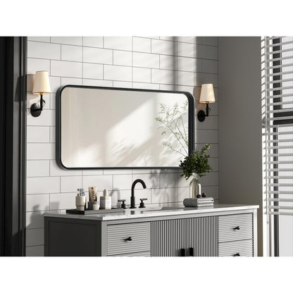 Contour Metal Rectangle Mirror 18x36 in Black