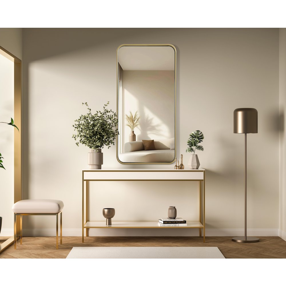 Contour Metal Rectangle Mirror 18x36 in Brass