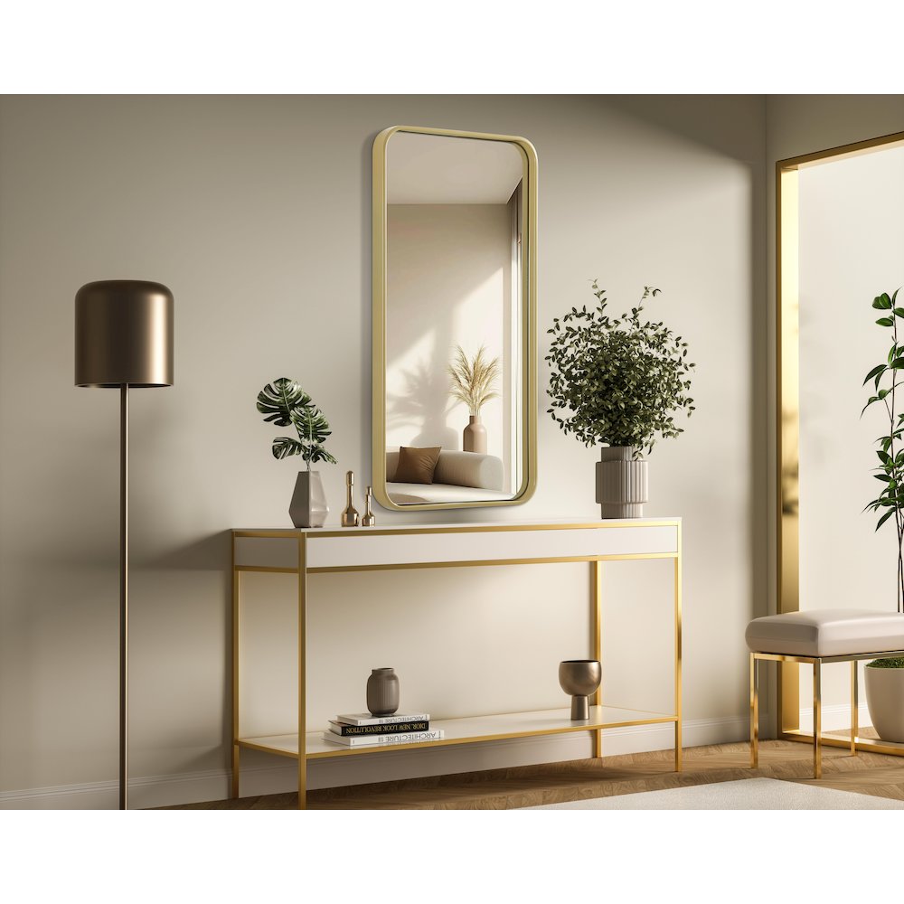 Contour Metal Rectangle Mirror 18x36 in Brass