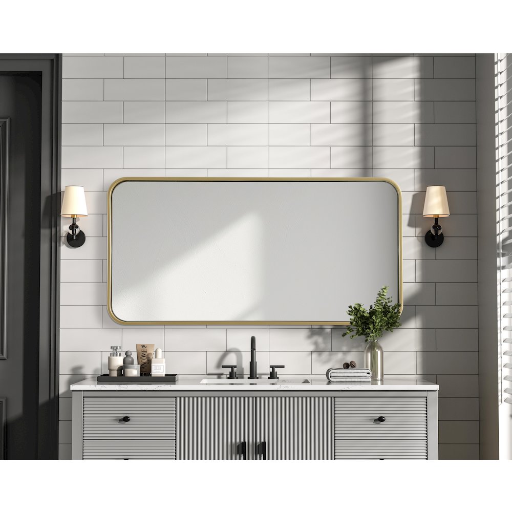 Contour Metal Rectangle Mirror 18x36 in Brass