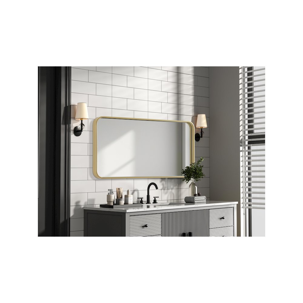 Contour Metal Rectangle Mirror 18x36 in Brass