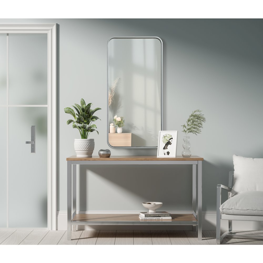 Contour Metal Rectangle Mirror 18x36 in Silver