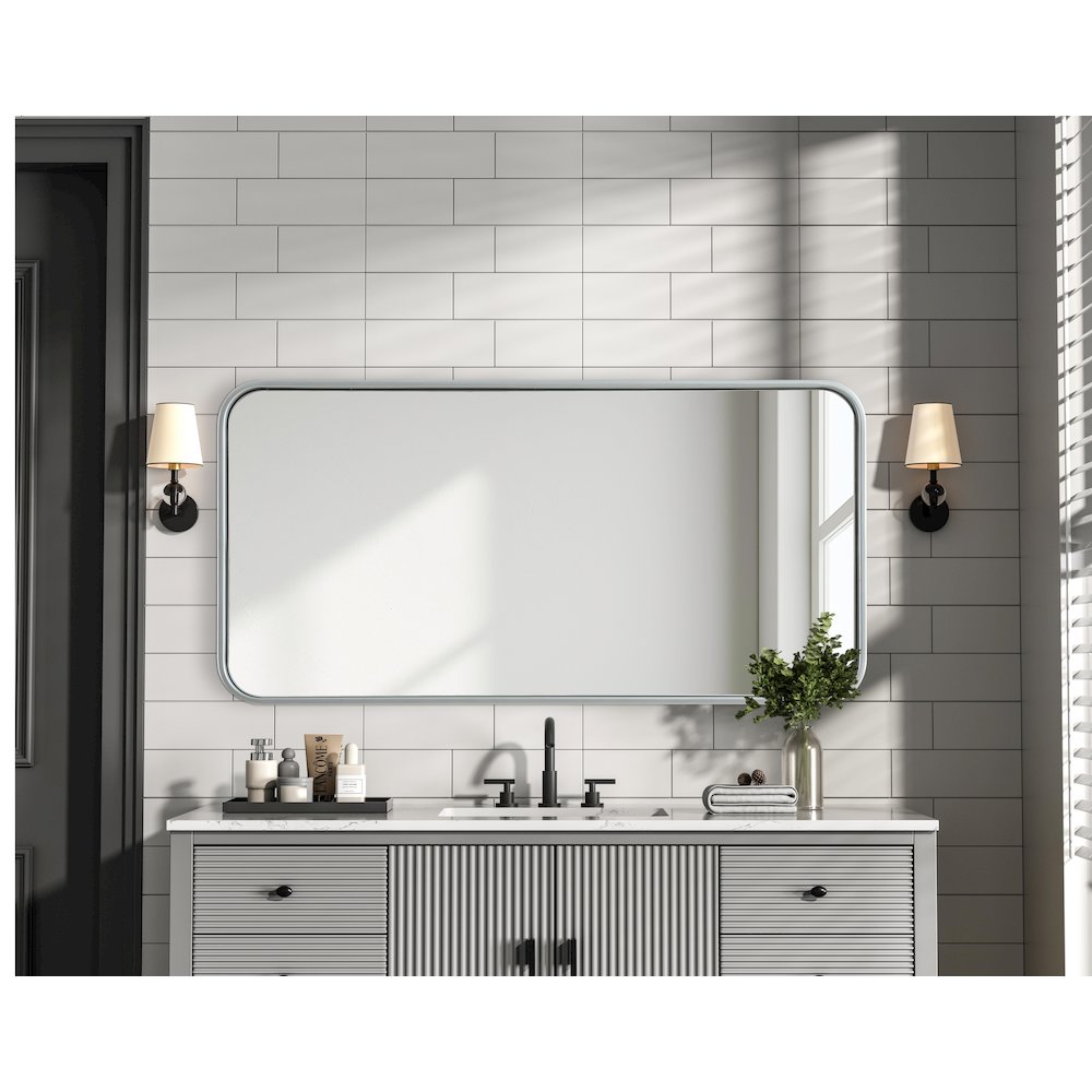 Contour Metal Rectangle Mirror 18x36 in Silver