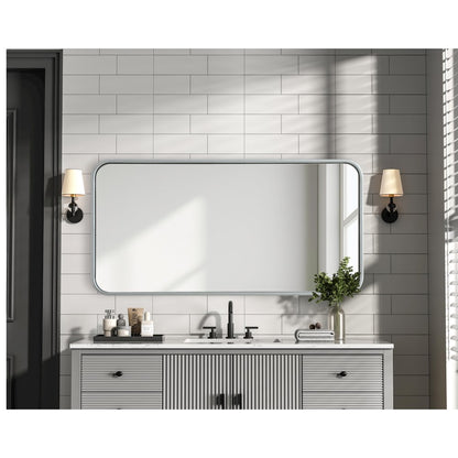 Contour Metal Rectangle Mirror 18x36 in Silver