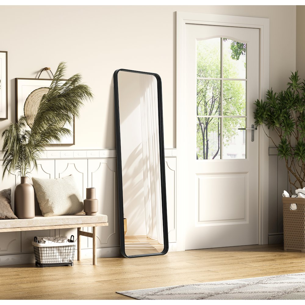 Contour Metal Rectangle Mirror 18x60 in Black