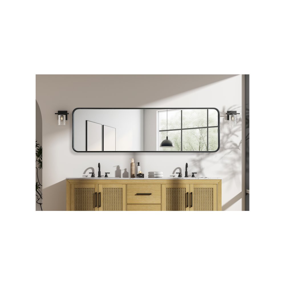 Contour Metal Rectangle Mirror 18x60 in Black