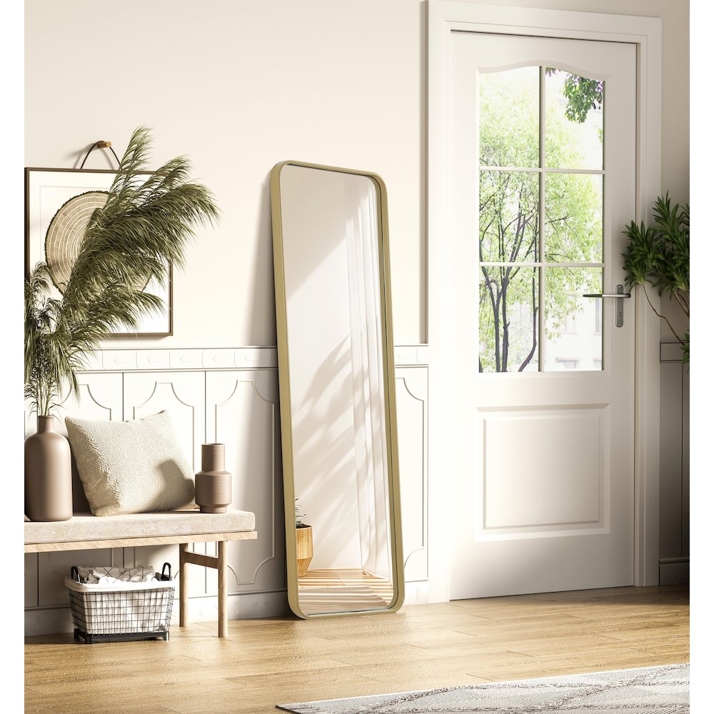 Contour Metal Rectangle Mirror 18x60 in Brass