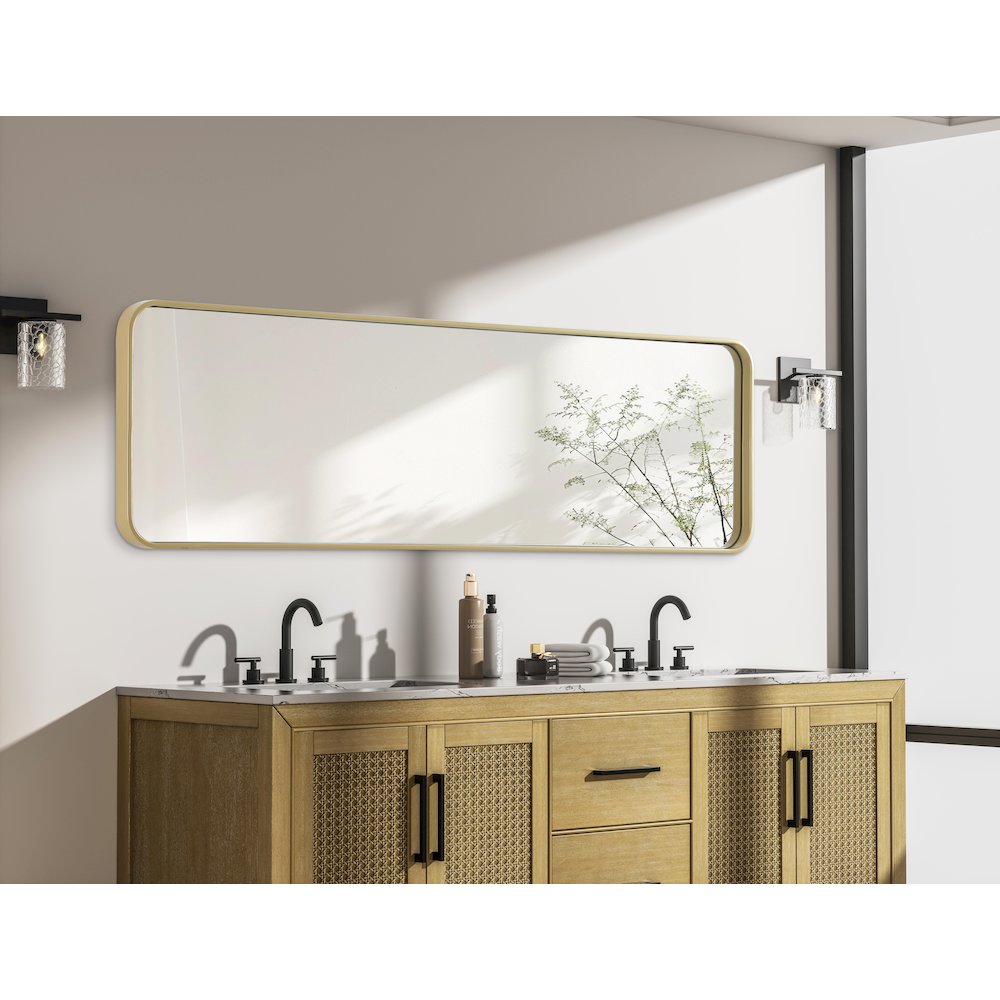 Contour Metal Rectangle Mirror 18x60 in Brass