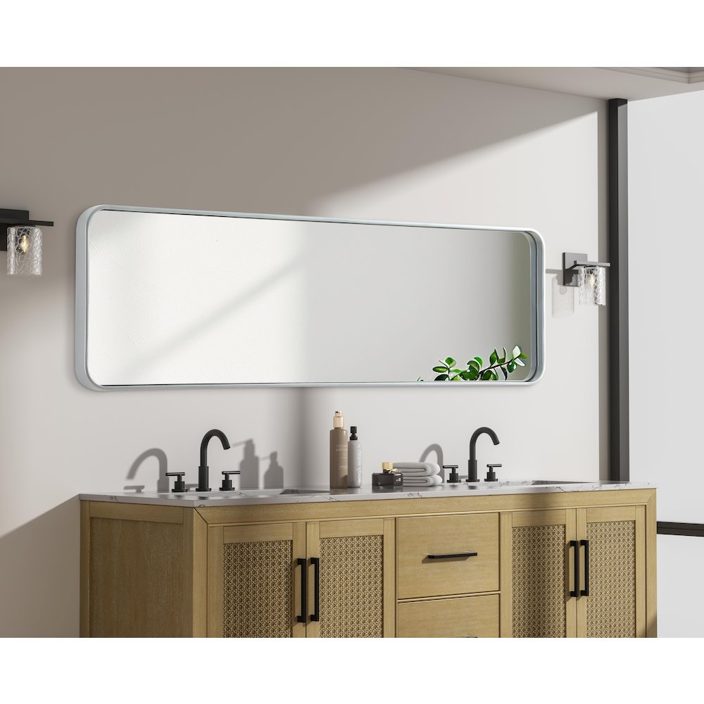 Contour Metal Rectangle Mirror 18x60 in Silver