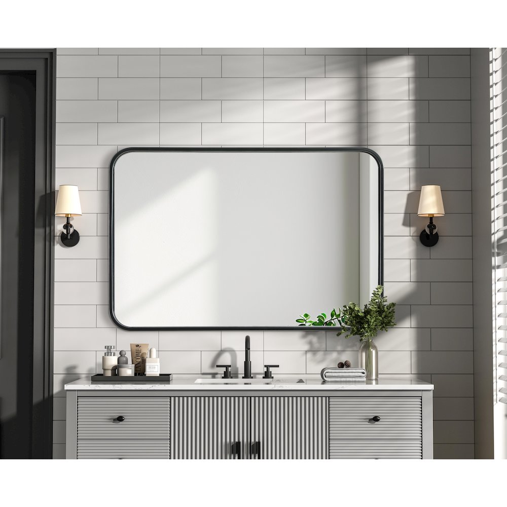 Contour Metal Rectangle Mirror 20x30 in Black