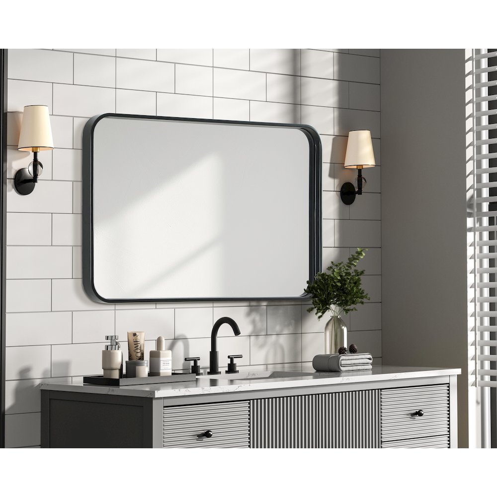 Contour Metal Rectangle Mirror 20x30 in Black