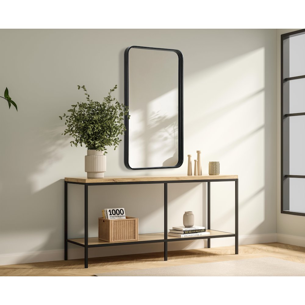 Contour Metal Rectangle Mirror 20x36 in Black