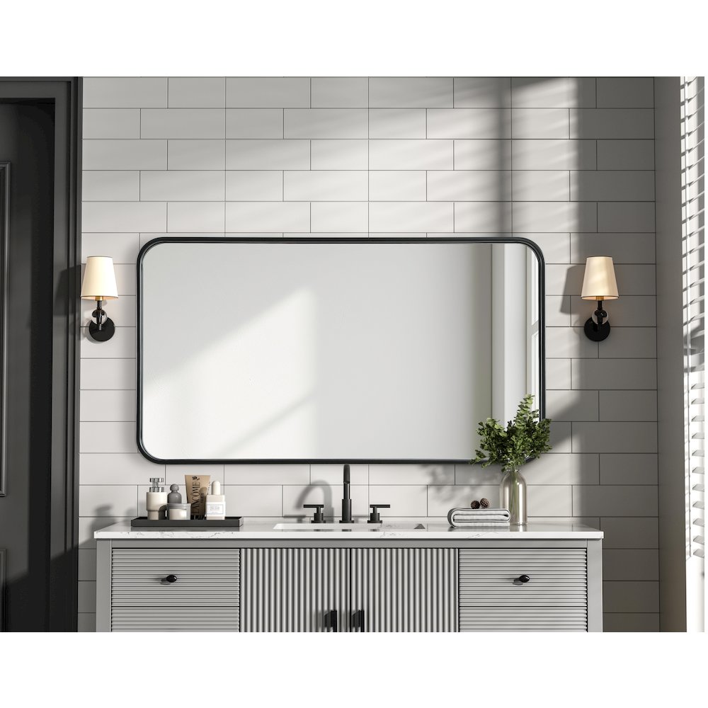 Contour Metal Rectangle Mirror 20x36 in Black