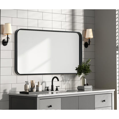 Contour Metal Rectangle Mirror 20x36 in Black