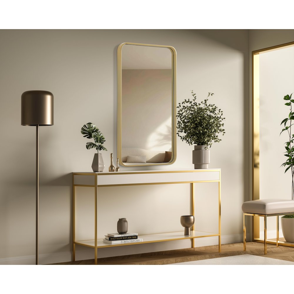 Contour Metal Rectangle Mirror 20x36 in Brass