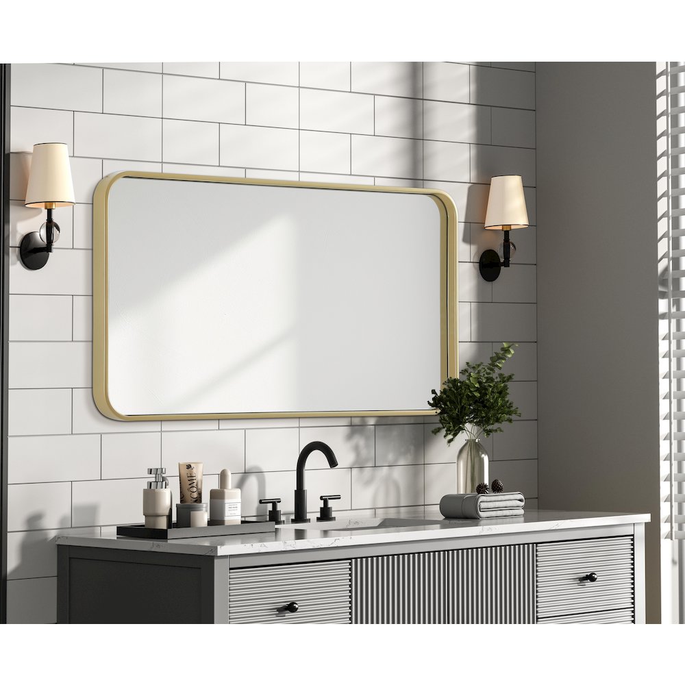 Contour Metal Rectangle Mirror 20x36 in Brass