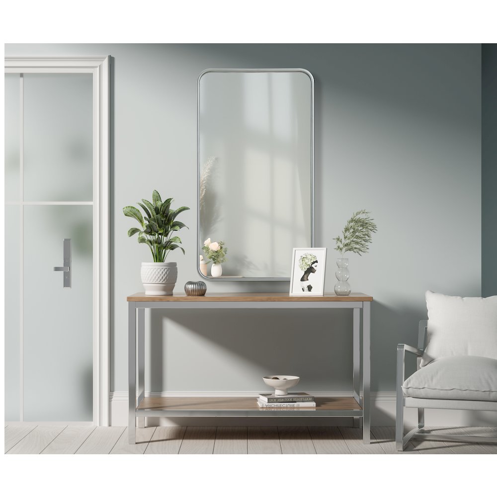 Contour Metal Rectangle Mirror 20x36 in Silver