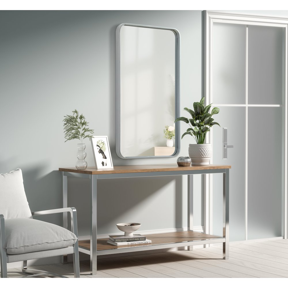 Contour Metal Rectangle Mirror 20x36 in Silver