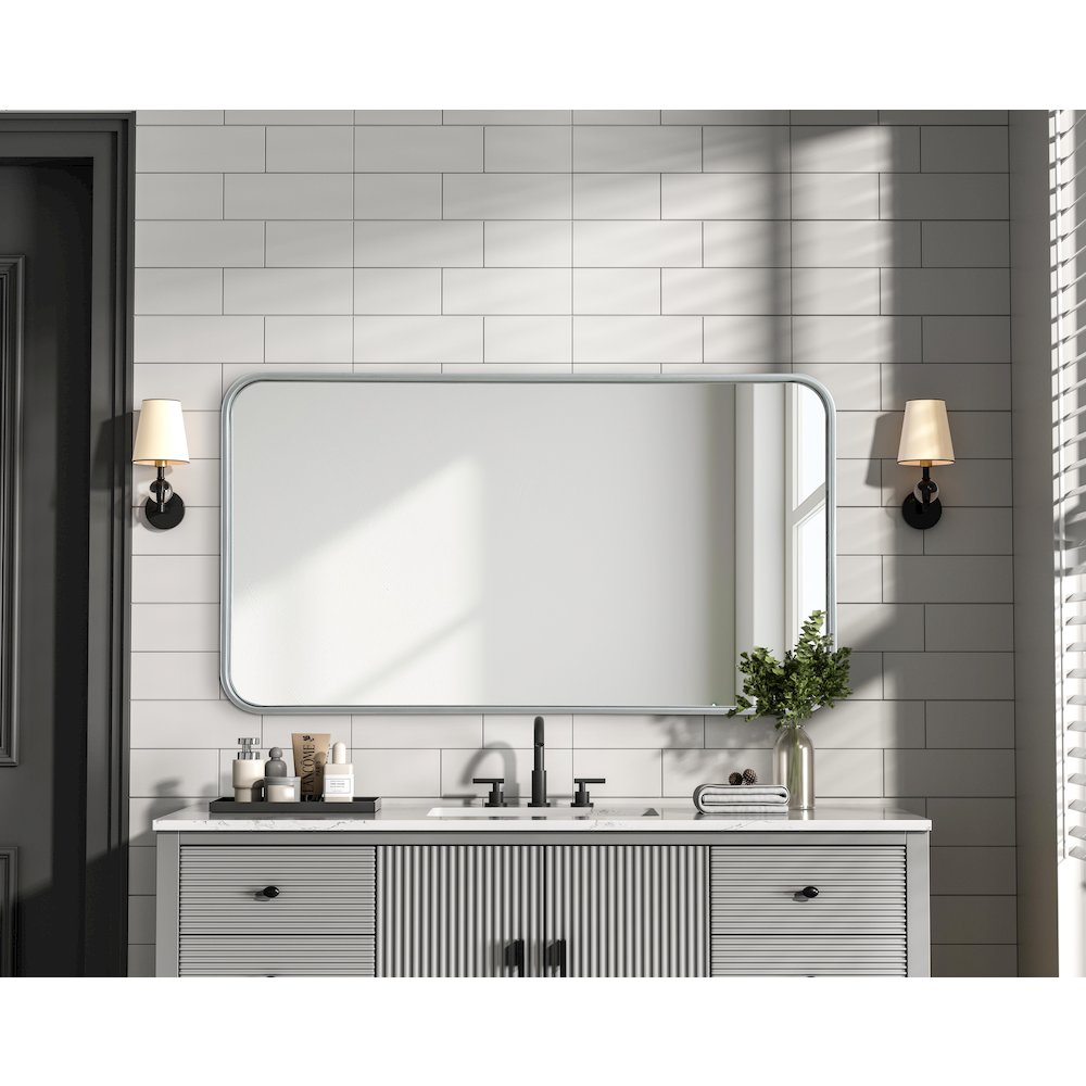 Contour Metal Rectangle Mirror 20x36 in Silver