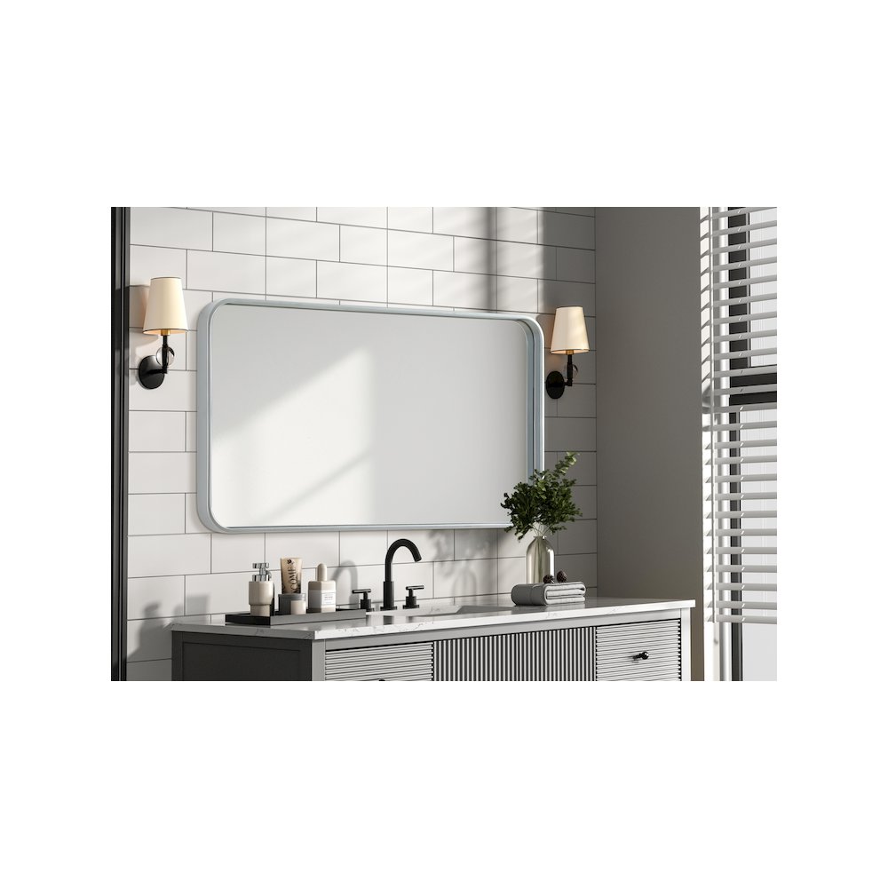 Contour Metal Rectangle Mirror 20x36 in Silver