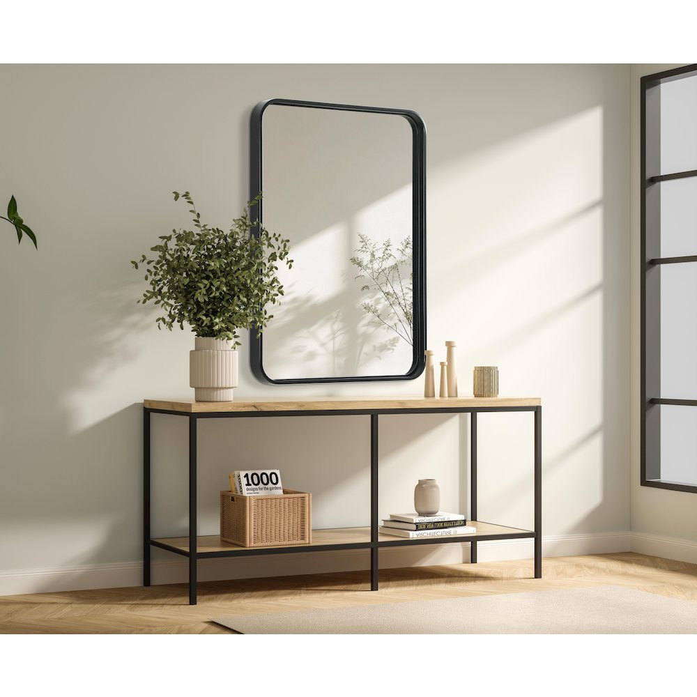 Contour Metal Rectangle Mirror 22x30 in Black