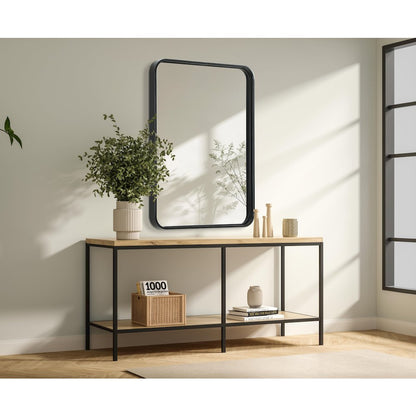 Contour Metal Rectangle Mirror 22x30 in Black