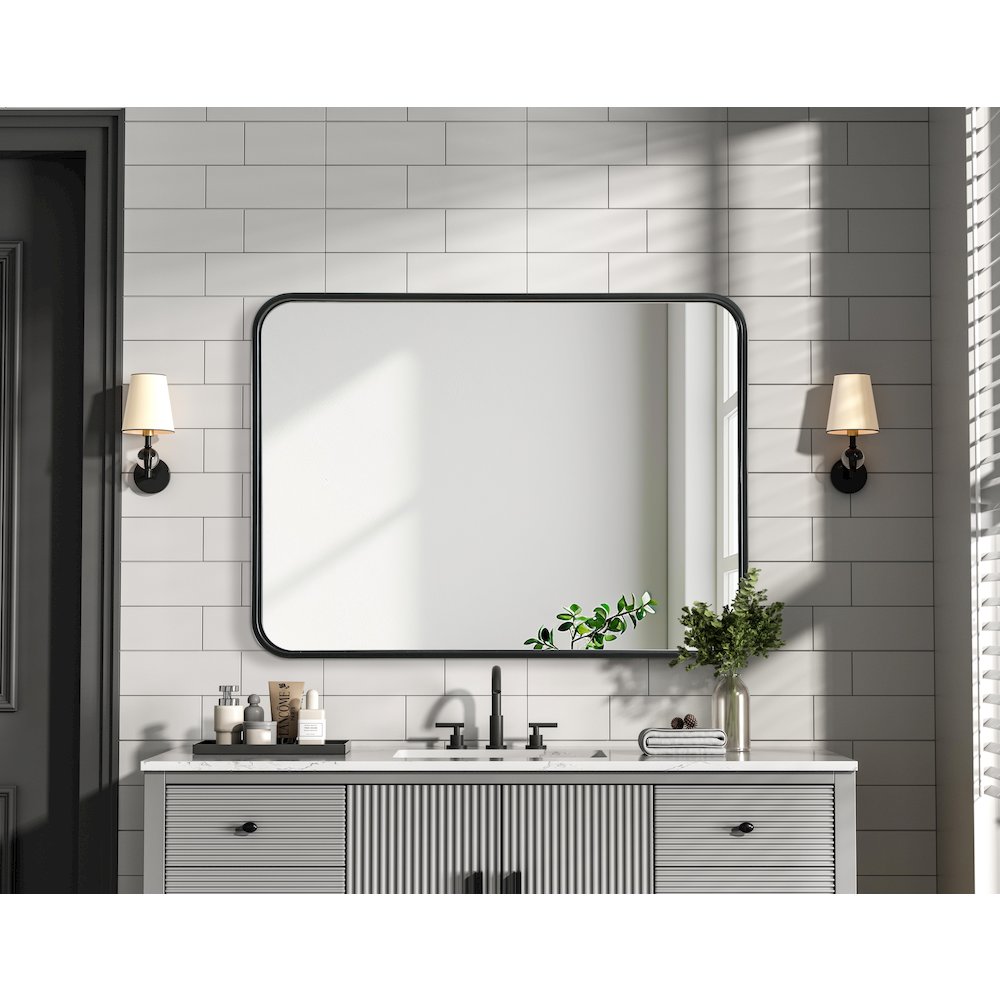 Contour Metal Rectangle Mirror 22x30 in Black