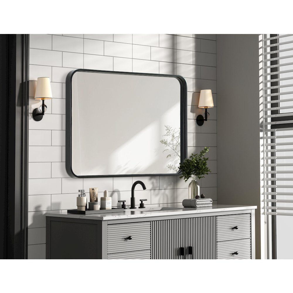 Contour Metal Rectangle Mirror 22x30 in Black