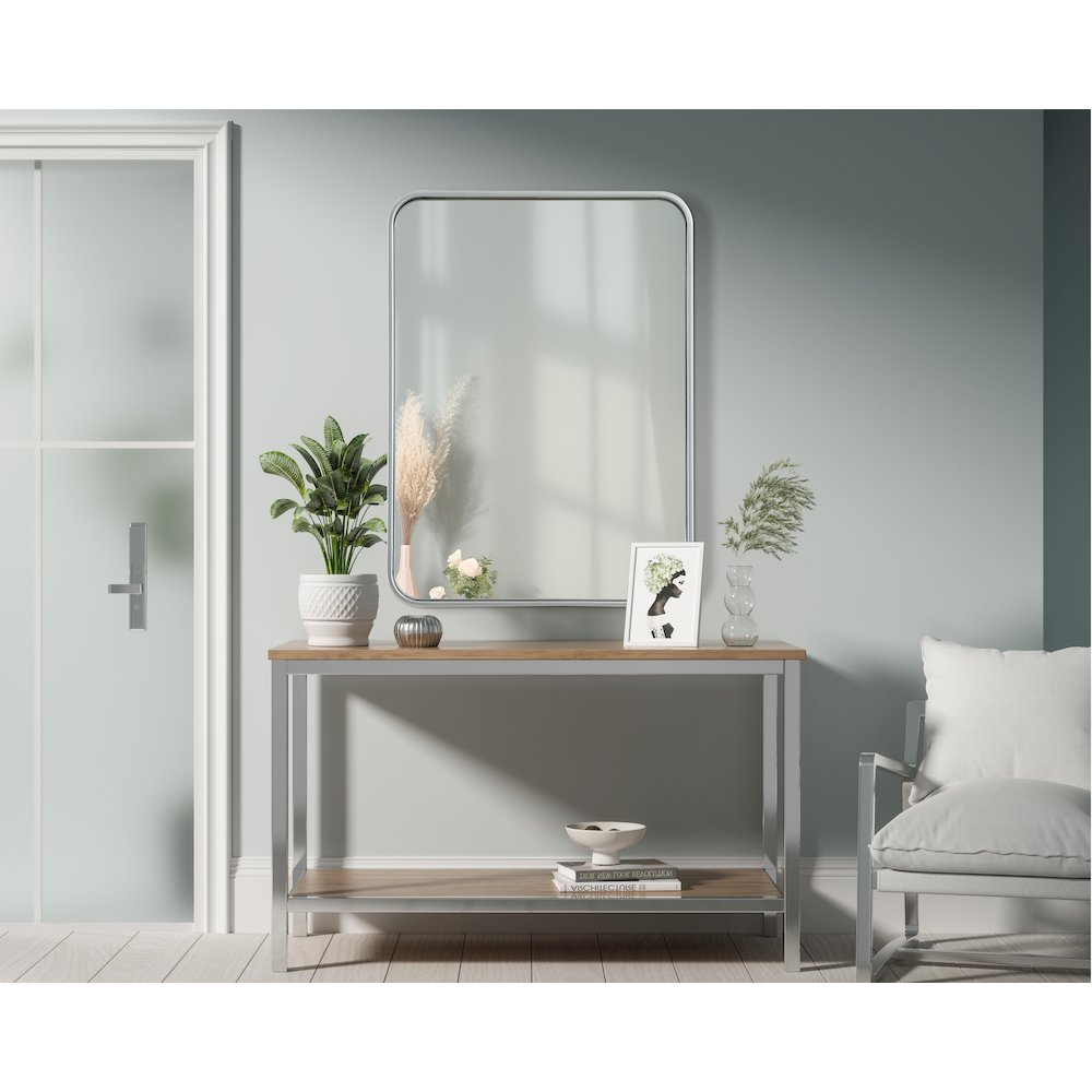 Contour Metal Rectangle Mirror 22x30 in Silver