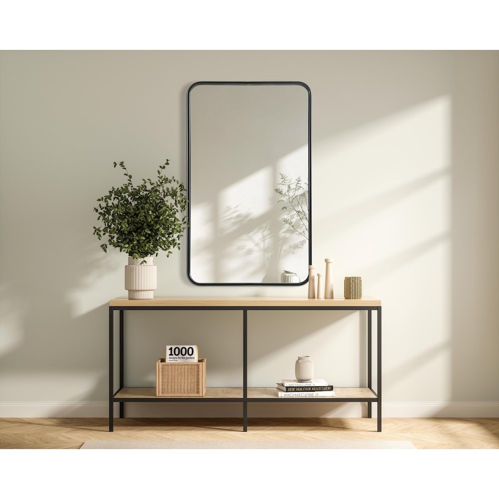 Contour Metal Rectangle Mirror 22x36 in Black