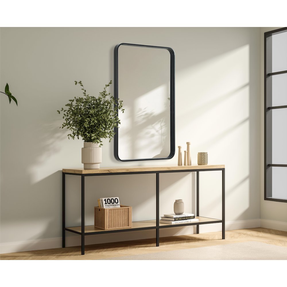 Contour Metal Rectangle Mirror 22x36 in Black