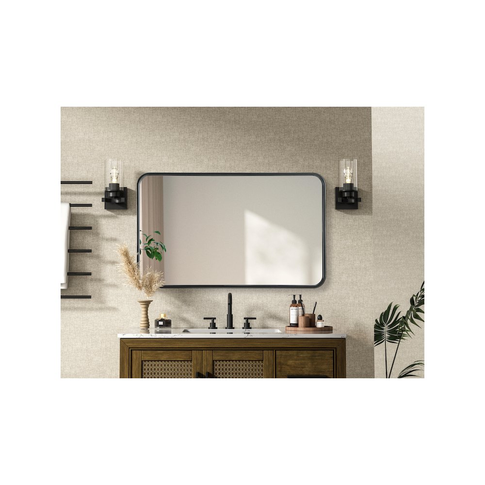 Contour Metal Rectangle Mirror 22x36 in Black