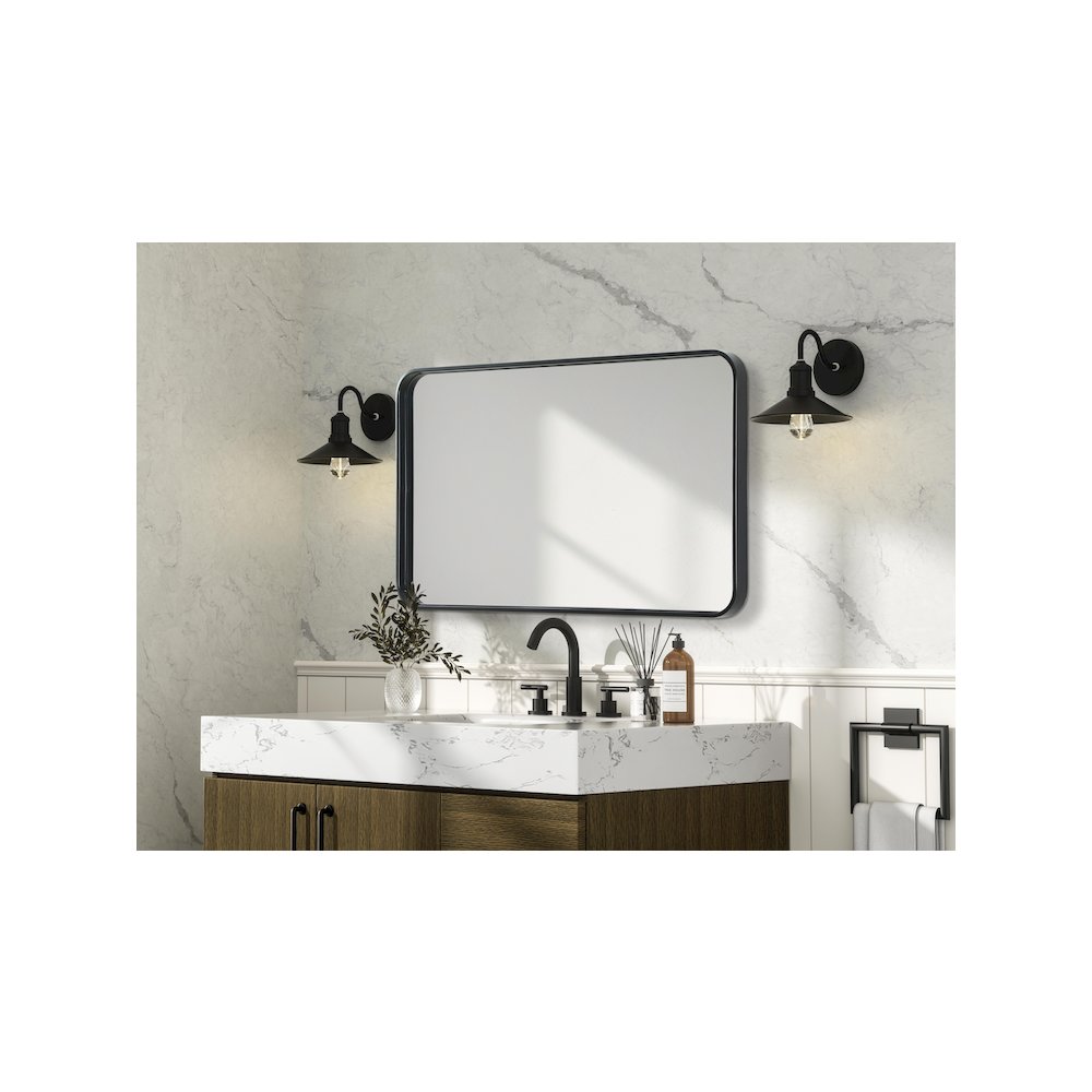 Contour Metal Rectangle Mirror 22x36 in Black