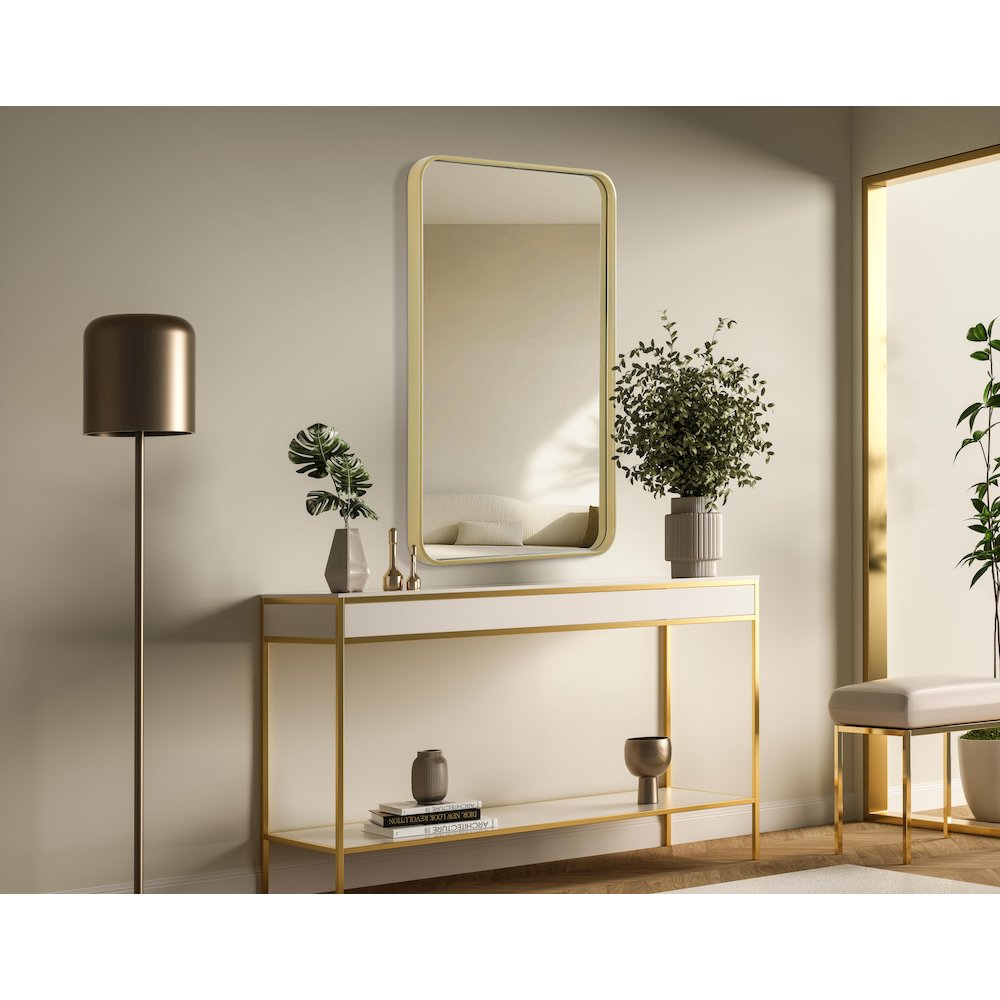 Contour Metal Rectangle Mirror 22x36 in Brass