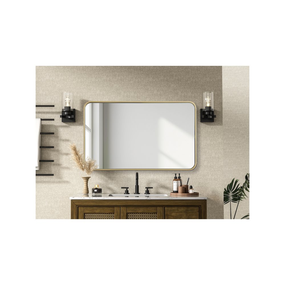 Contour Metal Rectangle Mirror 22x36 in Brass