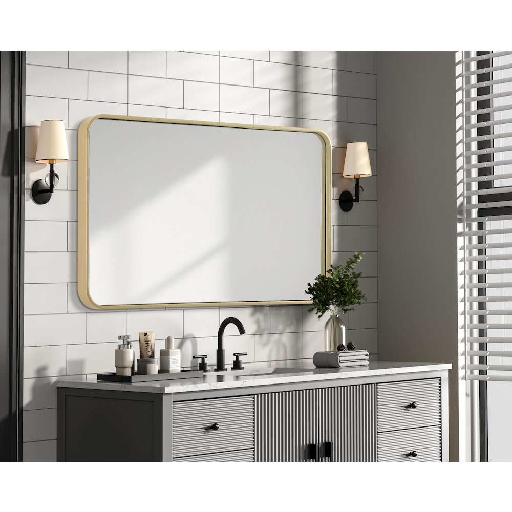 Contour Metal Rectangle Mirror 22x36 in Brass