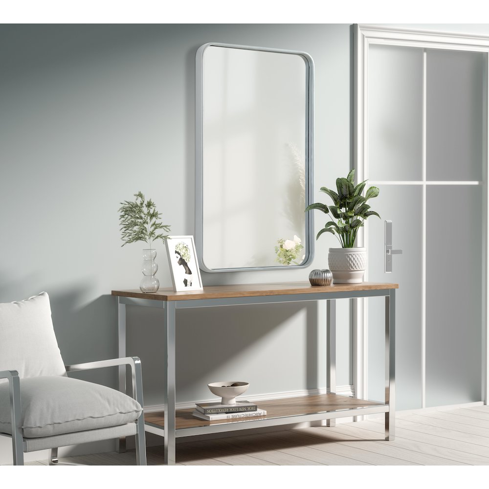 Contour Metal Rectangle Mirror 22x36 in Silver